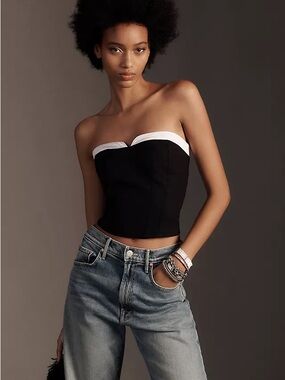 Anthropologie Strapless Black and White Bustier Top